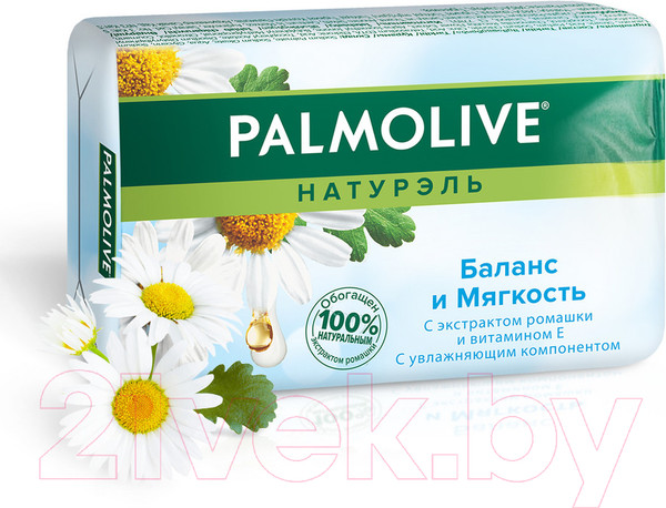 Изображение товара Мыло твердое Palmolive Натурэль. Баланс и мягкость с экстрактом ромашки и витамином Е (90г)