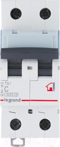 Изображение товара Выключатель автоматический Legrand TX3 2P C 10A 10kA 2M / 403928
