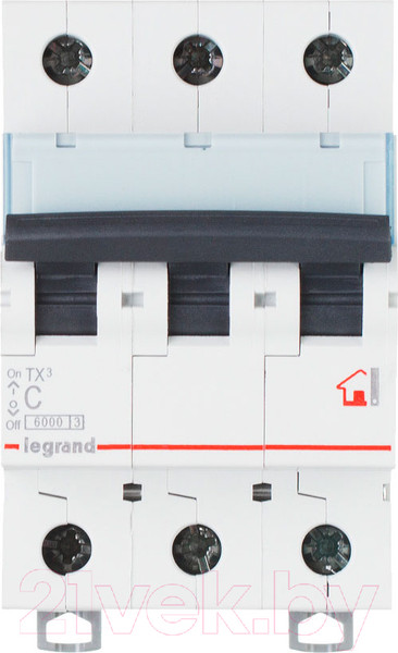 Изображение товара Выключатель автоматический Legrand TX3 3P C 6A 10kA 3M / 403941