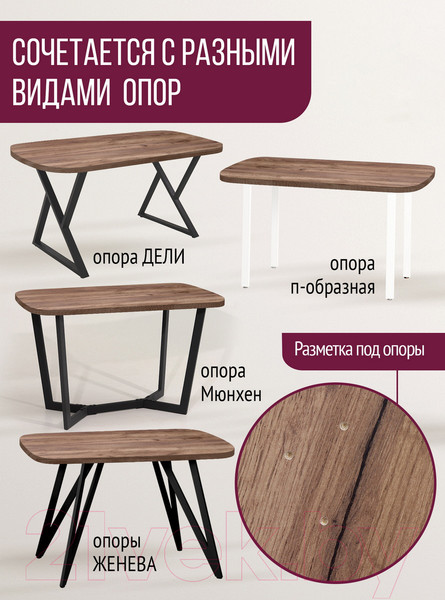 Изображение товара Столешница для стола Millwood Закругленная 200x100 / 46532_t_3 (дуб табачный Craft)
