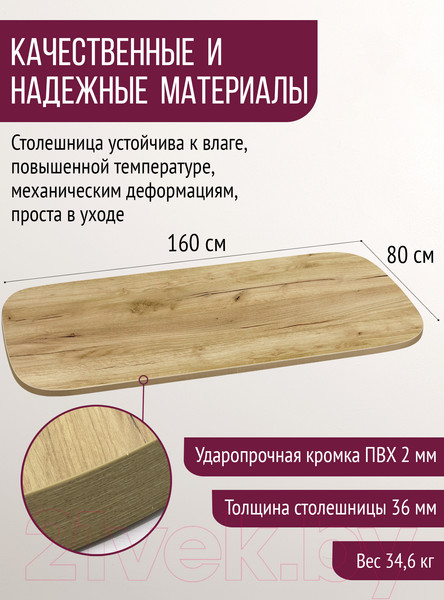 Изображение товара Столешница для стола Millwood Закругленная 160x80 / 46530_z_2 (дуб золотой Craft)