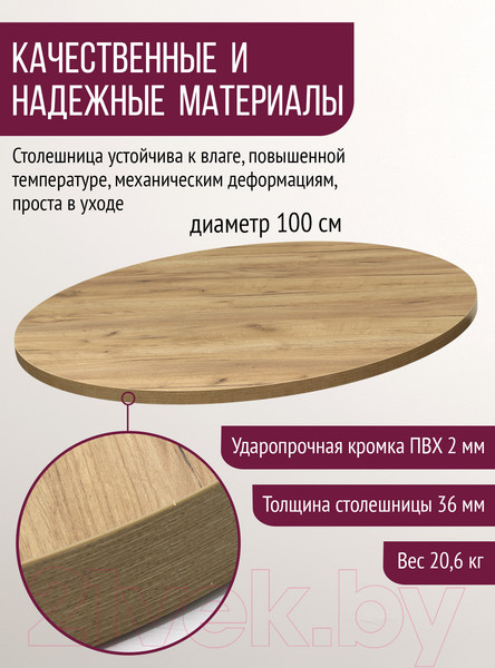 Изображение товара Столешница для стола Millwood D100 (дуб золотой Craft)