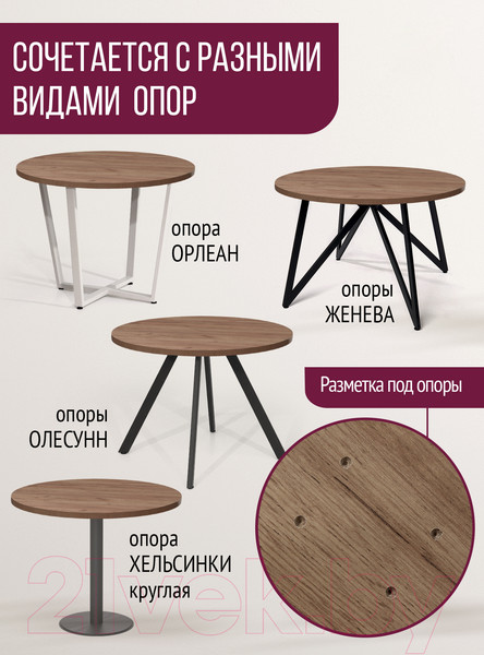 Изображение товара Столешница для стола Millwood D120 (дуб табачный Craft)