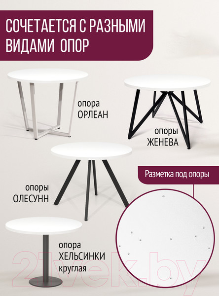 Изображение товара Столешница для стола Millwood D120 (белый)