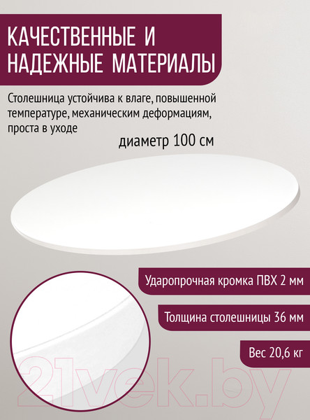 Изображение товара Столешница для стола Millwood D100 (белый)