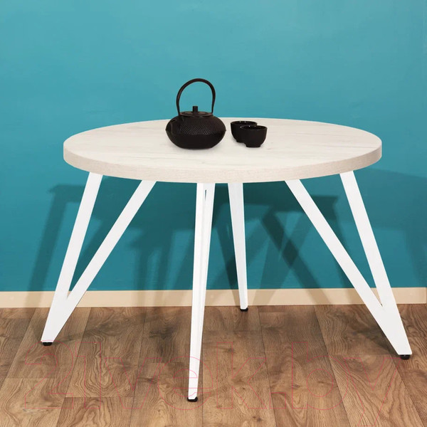 Изображение товара Обеденный стол Millwood Женева 2 Л D110x75 (дуб белый Craft/металл белый)