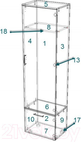 Изображение товара Шкаф-пенал Премиум Веста (венге/крафт)