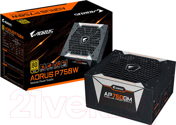 Изображение товара Блок питания для компьютера Gigabyte Aorus GP-AP750GM 80+ Gold / 28200-AP75GM-1EUR