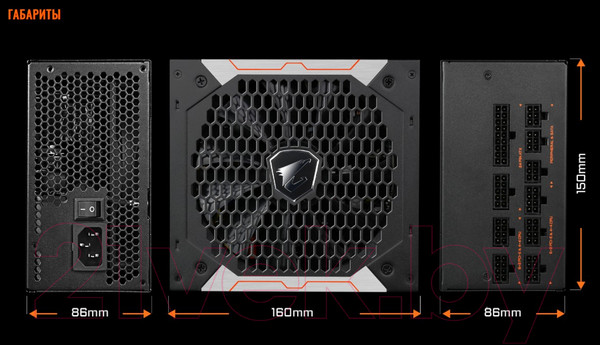 Изображение товара Блок питания для компьютера Gigabyte Aorus GP-AP750GM 80+ Gold / 28200-AP75GM-1EUR