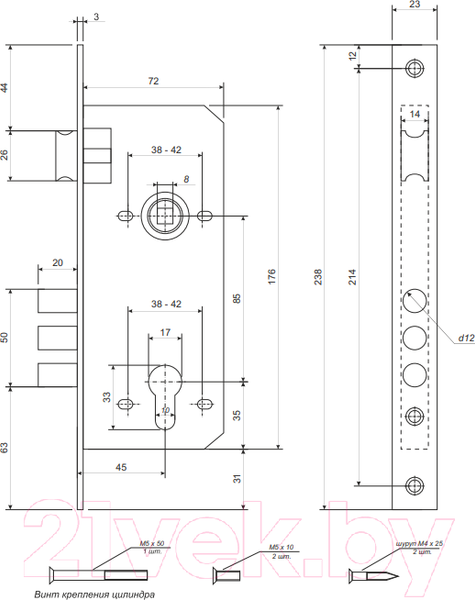 Изображение товара Замок врезной VELA 2600-CR (хром)