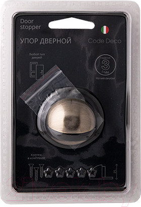 Изображение товара Ограничитель дверной Code Deco DS-0002-AB (полусфера, бронза)