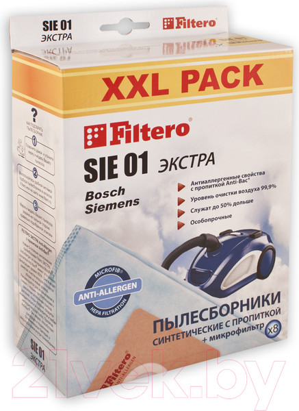 Изображение товара Комплект пылесборников для пылесоса Filtero Экстра SIE 01 (8шт)