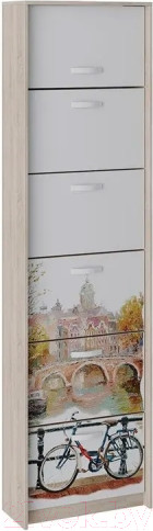 Изображение товара Тумба для обуви ТриЯ Тип 7 (дуб сонома с рисунком/белая шагрень)