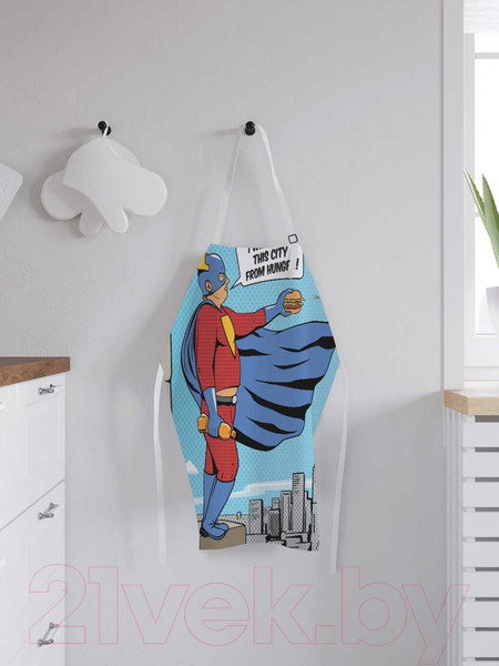 Изображение товара Кухонный фартук JoyArty Супергерой в городе / ap-31413