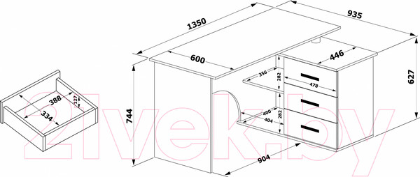 Изображение товара Письменный стол Сокол-Мебель КСТ-09 (правый, белый)