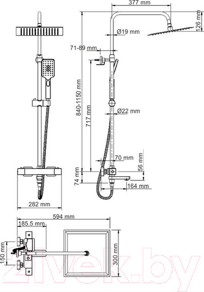 Изображение товара Душевая система со смесителем Wasserkraft Thermo A29901
