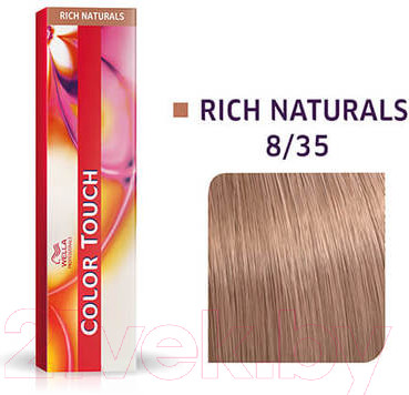 Изображение товара Крем-краска для волос Wella Professionals Color Touch 8/35 (60мл, светлый блонд золотой жемчуг)