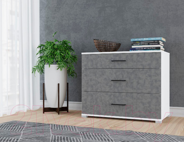 Изображение товара Комод Горизонт Мебель Victor (белый/бетон)