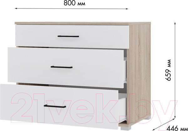 Изображение товара Комод Горизонт Мебель Victor (дуб сонома/белый)