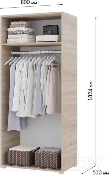 Изображение товара Шкаф Горизонт Мебель Victor (сонома/белый)