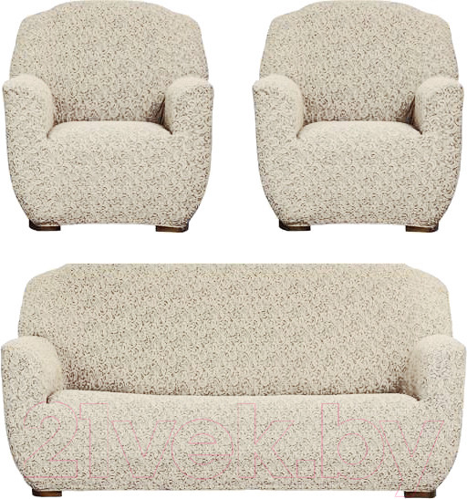 Изображение товара Комплект чехлов Софатэкс Комфорт Люкс Венеция без оборки / 01050 (ваниль)