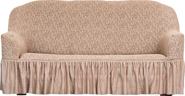Изображение товара Чехол на 3-х местный диван Софатэкс Люкс ПО-1 Венеция с оборкой / 00933 (капучино)