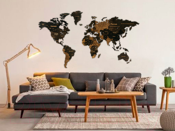 Изображение товара Декор настенный Woodary Карта мира XL / 3149