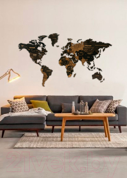 Изображение товара Декор настенный Woodary Карта мира XL / 3149