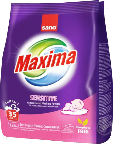 Изображение товара Стиральный порошок Sano Maxima Sensitive концентрированный (1.25кг)