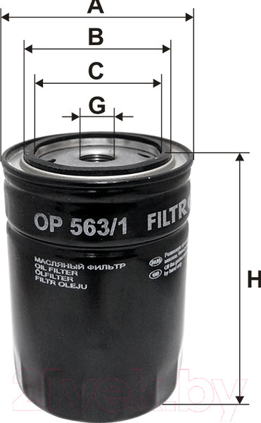 Изображение товара Масляный фильтр Filtron OP563/1
