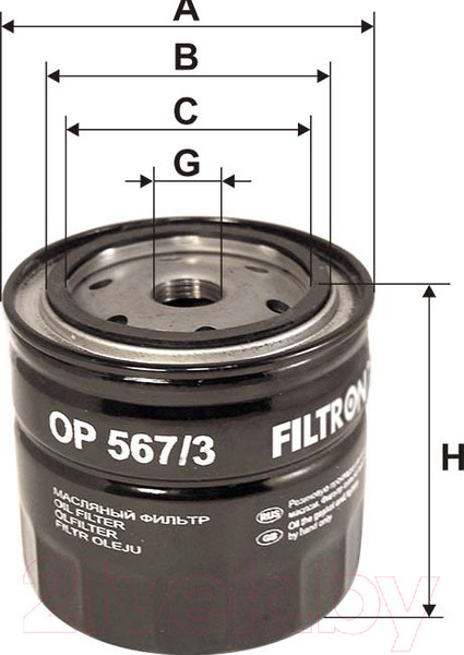Изображение товара Масляный фильтр Filtron OP567/3