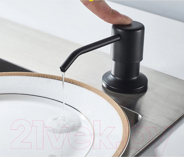 Изображение товара Мойка кухонная со смесителем БелЭворс Styl R + смеситель W4998-4-22 + дозатор L405F (черный)