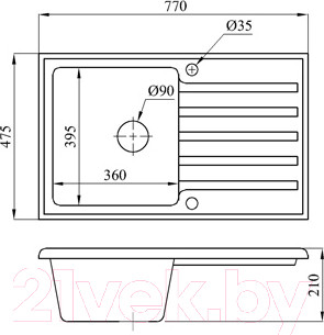 Изображение товара Мойка кухонная со смесителем БелЭворс Styl R + смеситель W4998-4-22 + дозатор L405F (черный)