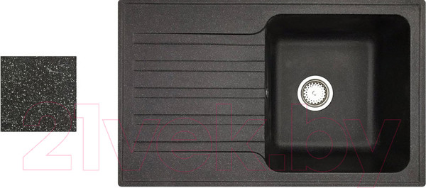 Изображение товара Мойка кухонная со смесителем БелЭворс Styl R + смеситель W4998-4-22 + дозатор L405F (черный)