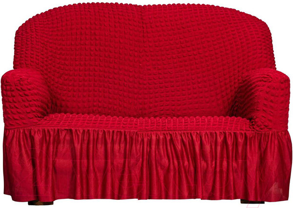 Изображение товара Чехол на 2-х местный диван Софатэкс Люкс ПО-4 с оборкой / 00869 (бордовый)