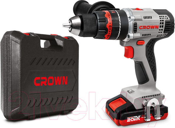 Изображение товара Аккумуляторная дрель-шуруповерт CROWN CT21075HMX-2 BMC