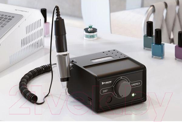 Изображение товара Аппарат для маникюра STRONG 211/H400RU Black Edition без педали в коробке 37000 об/мин