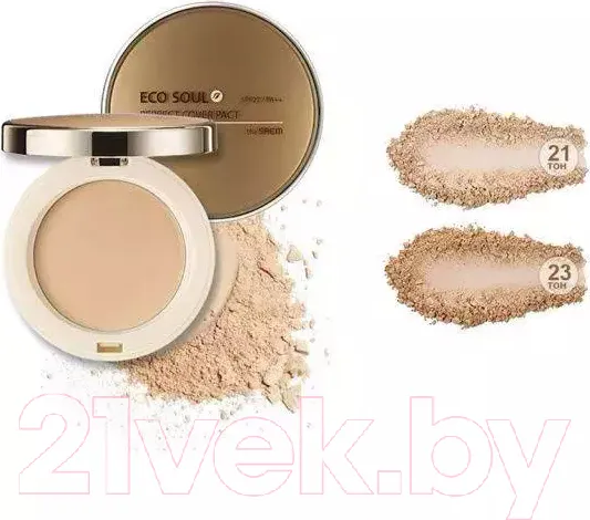 Изображение товара Пудра компактная The Saem Eco Soul Perfect Cover Pact 21 Light Beige (11г)