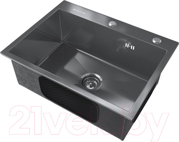 Изображение товара Мойка кухонная Ulgran Stell 60x45 (черная брашированная сталь)