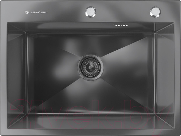 Изображение товара Мойка кухонная Ulgran Stell 60x45 (черная брашированная сталь)
