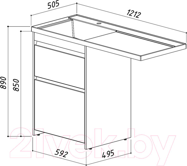 Изображение товара Тумба под умывальник Belux Ока Н 60-02 (1, белый глянец)