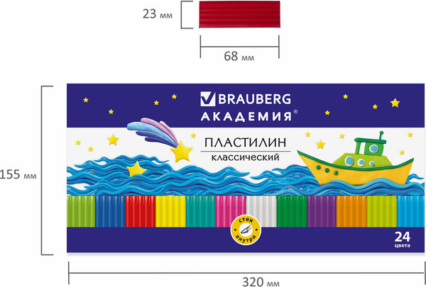 Изображение товара Пластилин Brauberg Академия / 105899 (24цв)