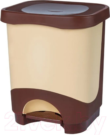 Изображение товара Контейнер для мусора Эльфпласт Бинго ЕР202 (8л, бежевый/коричневый)