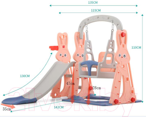 Изображение товара Горка-комплекс Perfetto Sport Зайчонок / PS-042-О (оранжевый)