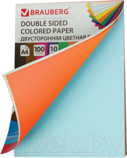 Изображение товара Набор цветной бумаги Brauberg Тонированная в массе / 124715 (100л)
