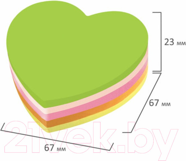 Изображение товара Блок для записей Brauberg Неоновый. Сердце / 126690