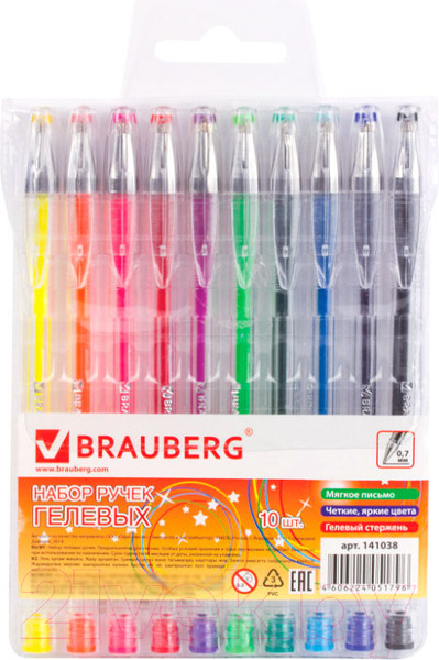 Изображение товара Набор гелевых ручек Brauberg Jet / 141038 (10шт)