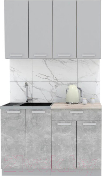 Изображение товара Кухонный гарнитур Интерлиния Мила Лайт 1.2 (серебристый/бетон/бискайская сосна)