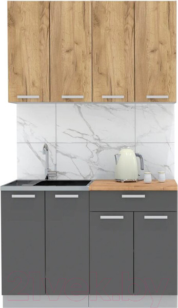 Изображение товара Кухонный гарнитур Интерлиния Мила Лайт 1.2 (дуб золотой/антрацит/дуб бунратти)