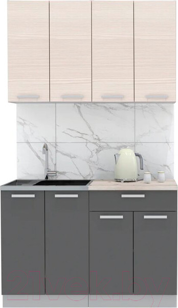 Изображение товара Кухонный гарнитур Интерлиния Мила Лайт 1.2 (вудлайн кремовый/антрацит/бискайская сосна)